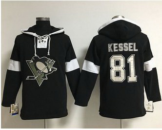 Men Pittsburgh Penguins 81 Phil Kessel Black Pullover NHL Hoodie