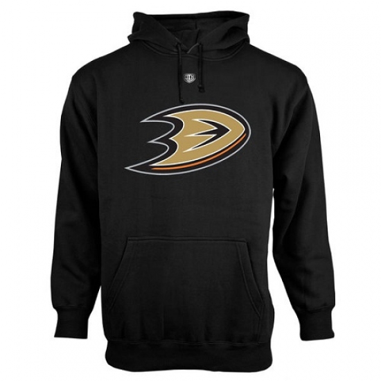 Men NHL Anaheim Ducks Old Time Hockey Big Logo with Crest Pullover Hoodie Black