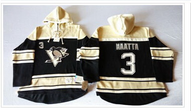 Men Pittsburgh Penguins 3 Olli Maatta Black Sawyer Hooded Sweatshirt Stitched NHL Jersey