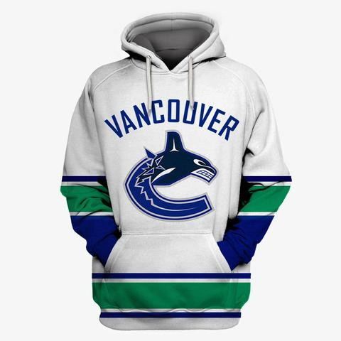 Men Vancouver Canucks White All Stitched Hooded Sweatshirt