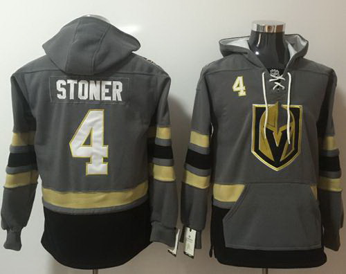 Men Vegas Golden Knights 4 Clayton Stoner Grey Name  26 Number Pullover NHL Hoodie