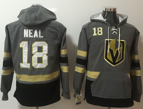 Men Vegas Golden Knights 18 James Neal Grey Name  26 Number Pullover NHL Hoodie