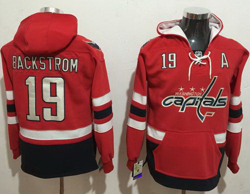 Men Washington Capitals 19 Nicklas Backstrom Red Name  26 Number Pullover NHL Hoodie