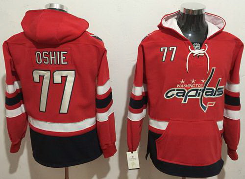 Men Washington Capitals 77 T J Oshie Red Name  26 Number Pullover NHL Hoodie