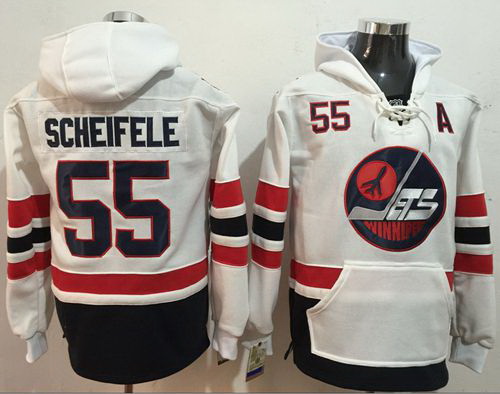 Men Winnipeg Jets 55 Mark Scheifele White Name  26 Number Pullover NHL Hoodie