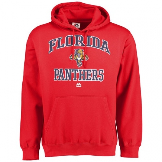 NHL Mens Florida Panthers Majestic Heart Soul Hoodie Red