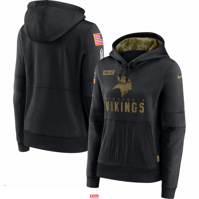 Women Minnesota Vikings Nike 2020 Salute to Service Performance Pullover Hoodie Black