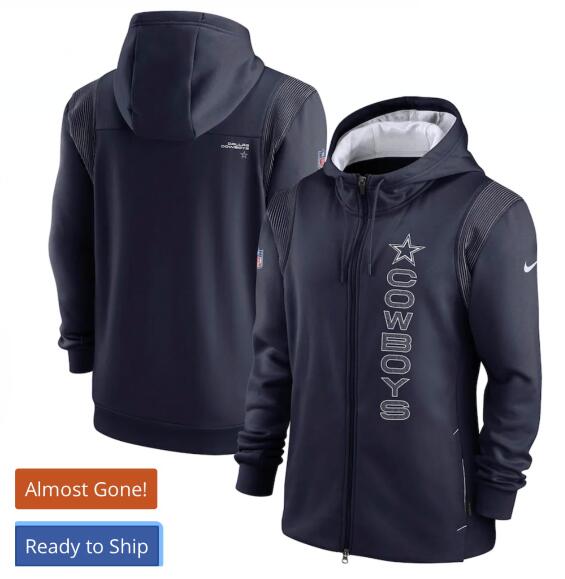 Men Dallas Cowboys Navy Full-zip Hoodie