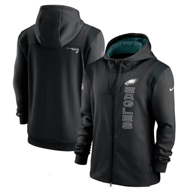 Men Nike Philadelphia Eagles Nike Black Sideline Team Full-Zip Hoodie