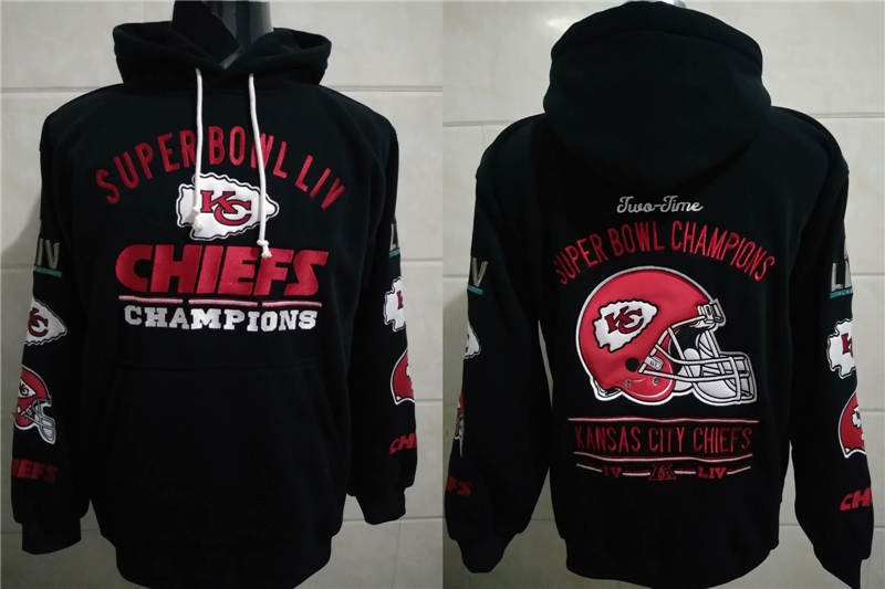 Men Kansas City Chiefs Super Bowl LIV Champion Black Stitched Hoodie