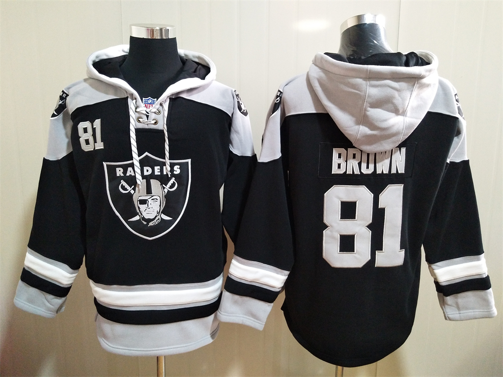 Men Los Angeles Raiders Tim Brown 81 Black Stitched NFL Hoodie