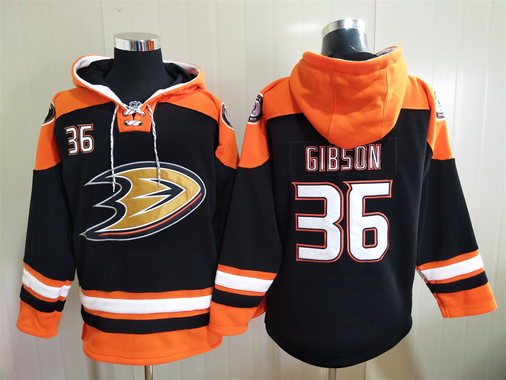 Men Anaheim Ducks John Gibson 36 Blue Stitched NHL Hoodie