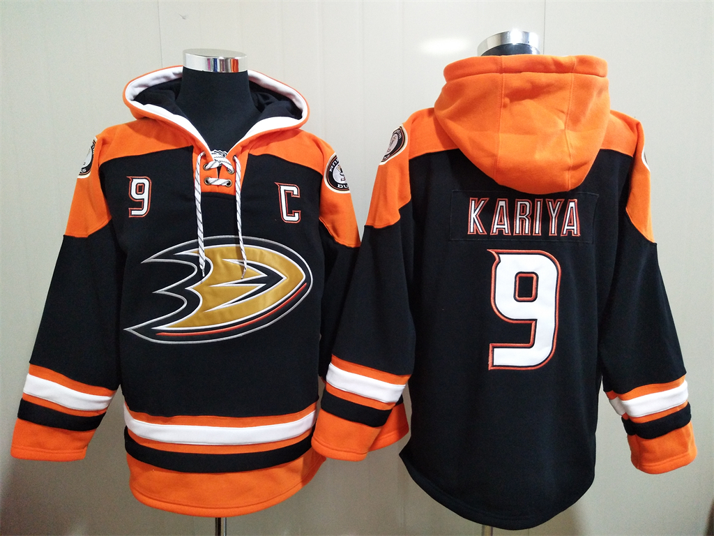 Men Anaheim Ducks Paul Kariya 9 Blue Stitched NHL Hoodie