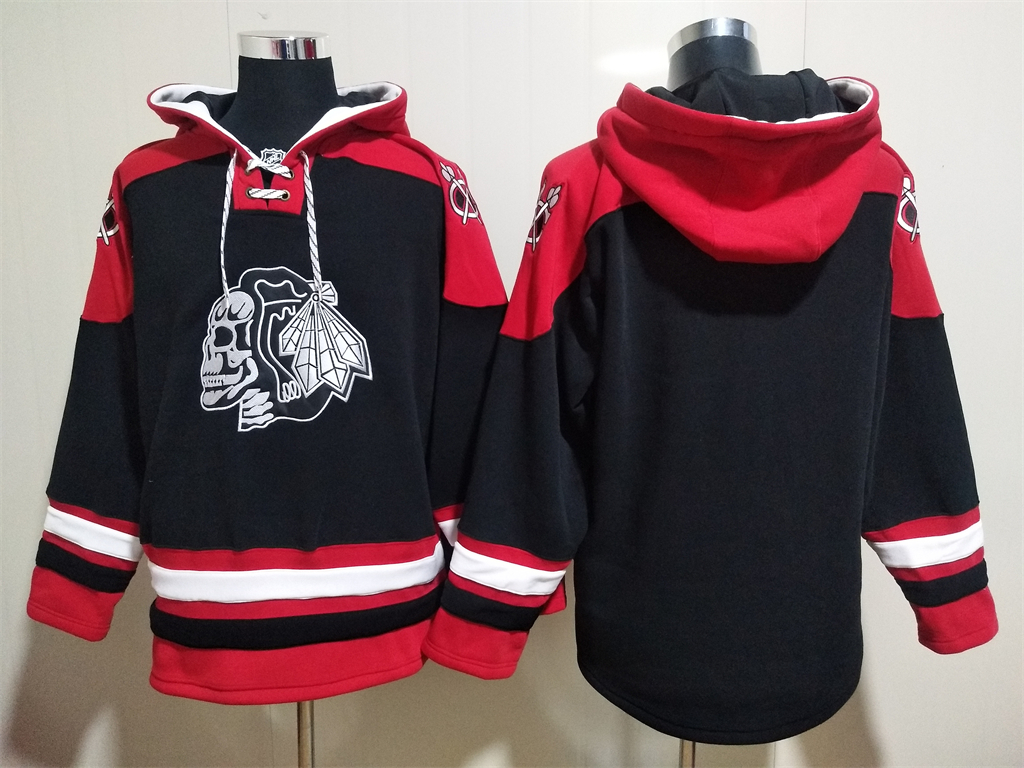 Men Chicago Blackhawks Blank Black Stitched NHL Hoodie