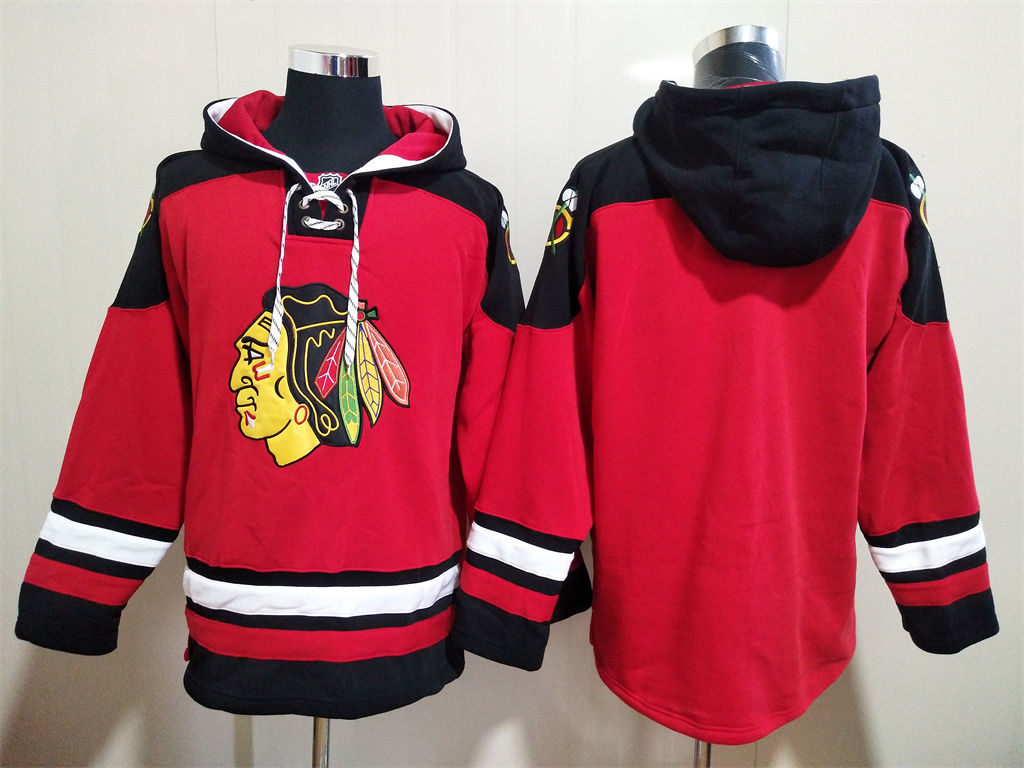 Men Chicago Blackhawks Blank Red Stitched NHL Hoodie