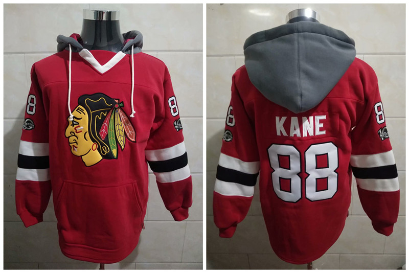 Men Chicago Blackhawks Patrick Kane 88 Red Classic Stitched NHL Hoodie