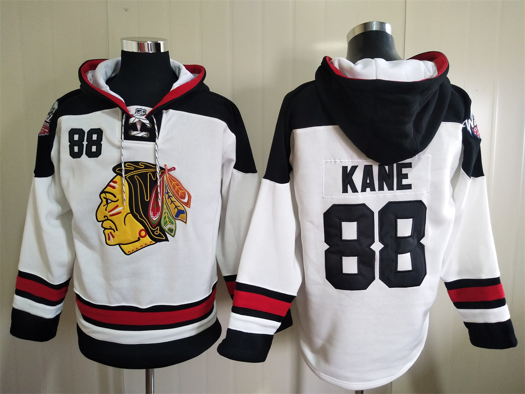 Men Chicago Blackhawks Patrick Kane 88 White Stitched NHL Hoodie