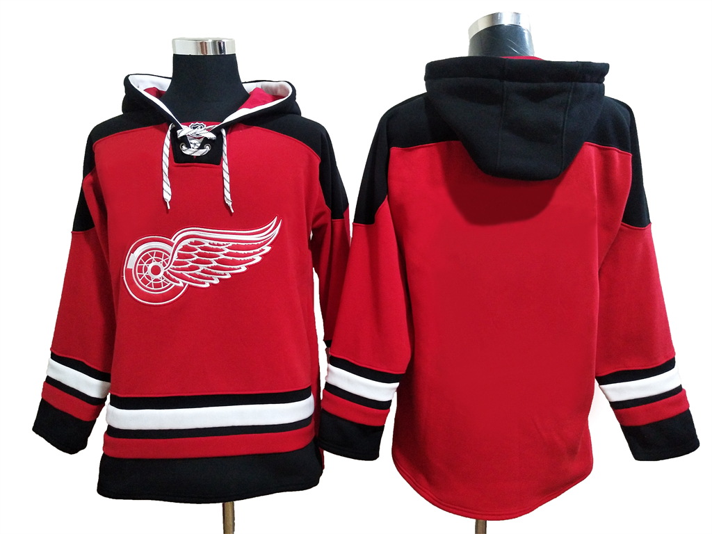 Men Detroit Red Wings Blank Red Stitched NHL Hoodie