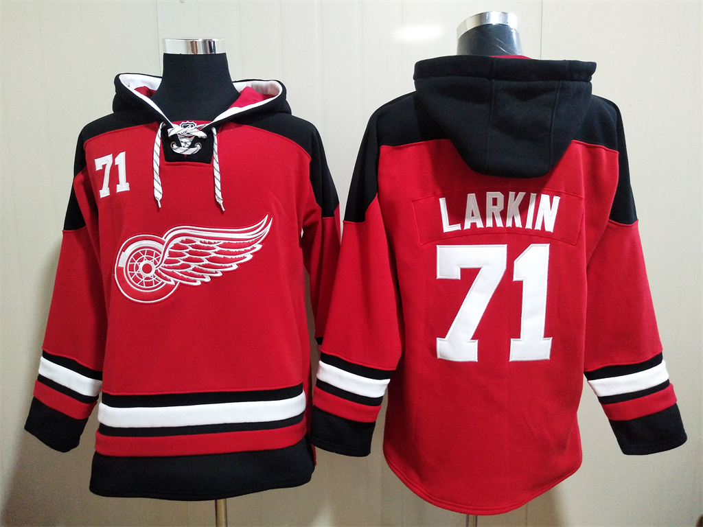 Men Detroit Red Wings Dylan Larkin 71 Red Stitched NHL Hoodie