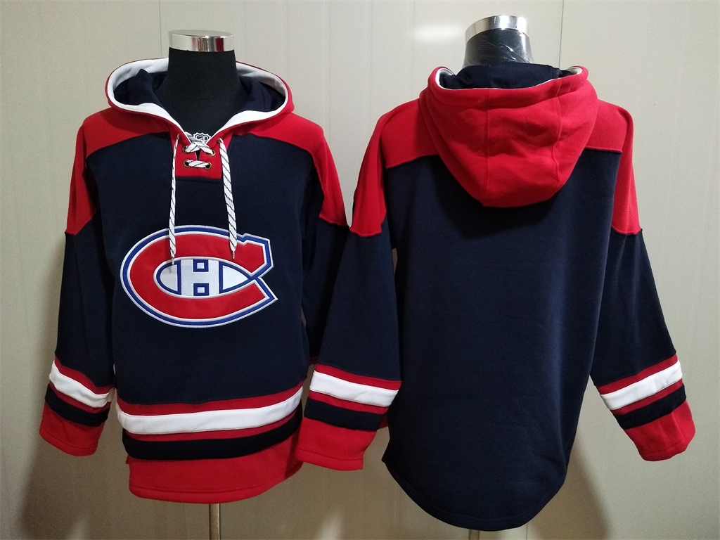 Men Montreal Canadiens Blank Blue Stitched NHL Hoodie