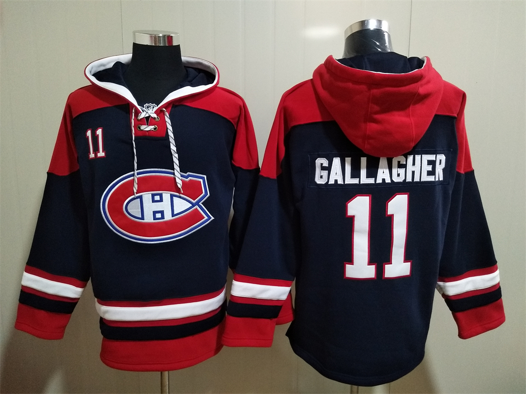 Men Montreal Canadiens Brendan Gallagher 11 Blue Stitched NHL Hoodie