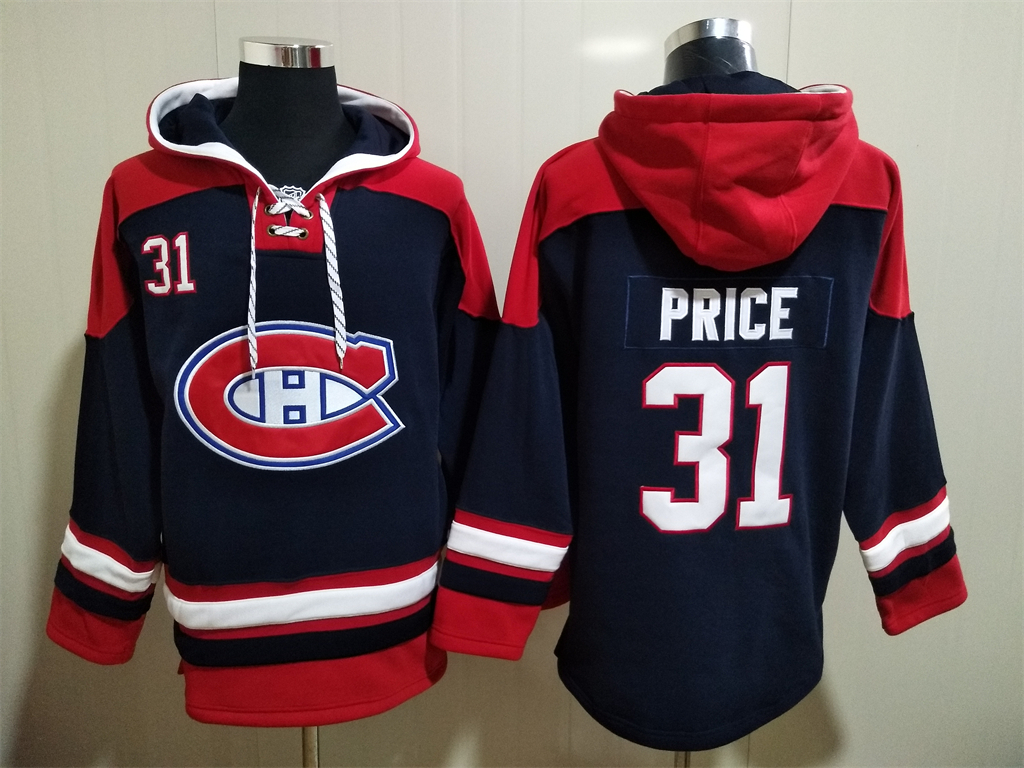 Men Montreal Canadiens Carey Price 31 Blue Stitched NHL Hoodie