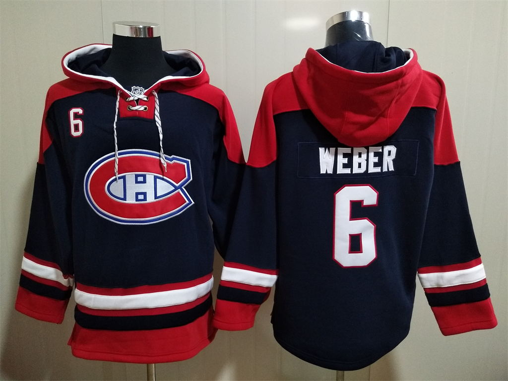 Men Montreal Canadiens Shea Weber 6 Blue Stitched NHL Hoodie