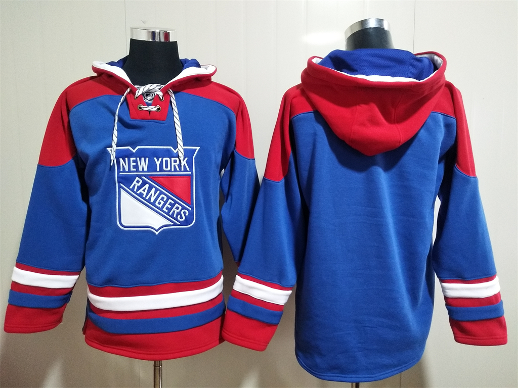 Men New York Rangers Blank Blue Stitched NHL Hoodie