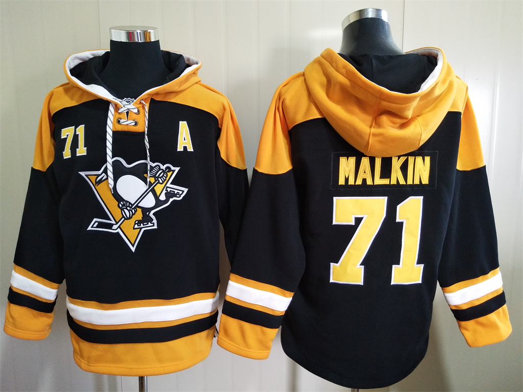 Men Pittsburgh Penguins Evgeni Malkin 71 Black Stitched NHL Hoodie