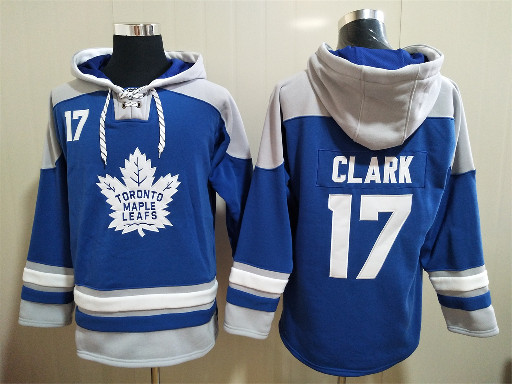 Men Toronto Maple Leafs Wendel Clark 17 Blue Stitched NHL Hoodie