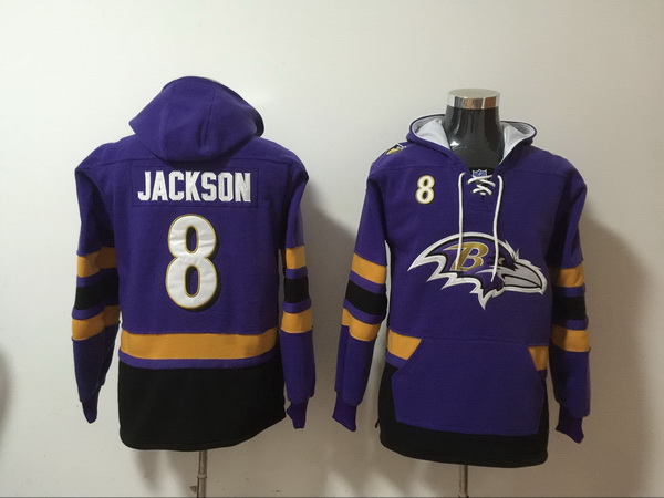 Men Nike Baltimore Ravens Lamar Jackson 8 NFL Winter Thick Hoodie