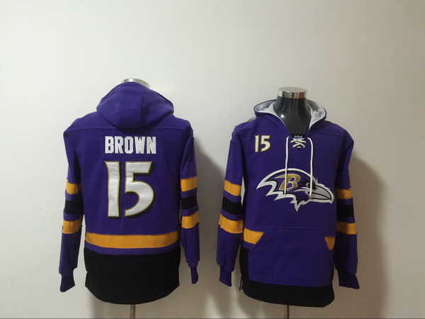 Men Nike Baltimore Ravens Marquise Brown 15 NFL Winter Thick Hoodie