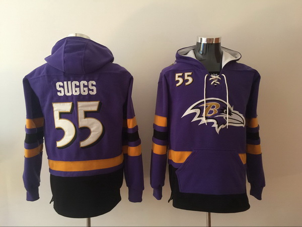 Men Nike Baltimore Ravens Terrell Suggs 55 NFL Winter Thick Hoodie