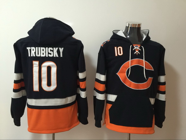 Men Nike Chicago Bears Mitchell Trubisky 10 NFL Winter Thick Hoodie