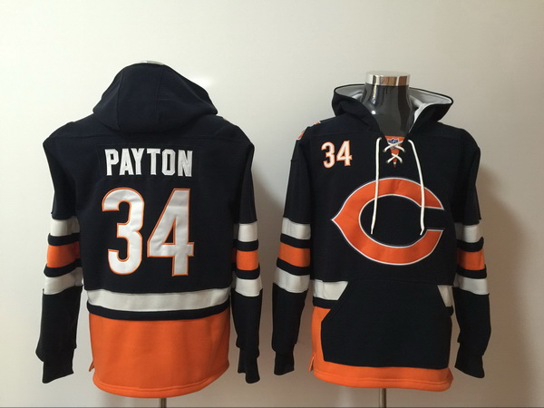 Men Nike Chicago Bears Walter Payton 34 NFL Winter Thick Hoodie