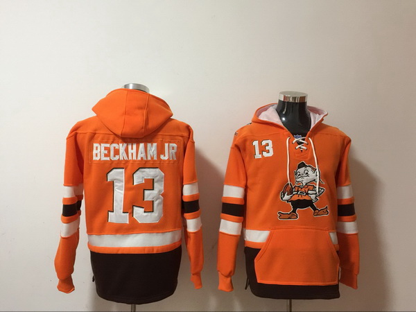 Men Nike Cleveland Browns Odell Beckham Jr 13 NFL Winter Thick Hoodie II