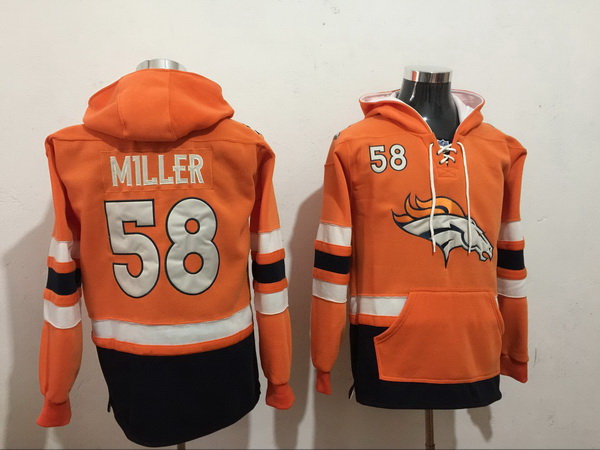 Men Nike Denver Broncos Von Miller 58 NFL Winter Thick Hoodie Orange