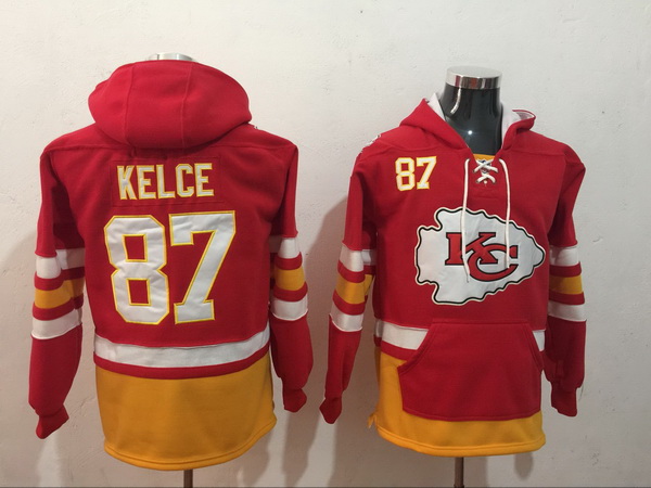 Men Nike Kansas City Chiefs Travis Kelce 87 NFL Winter Thick Hoodie