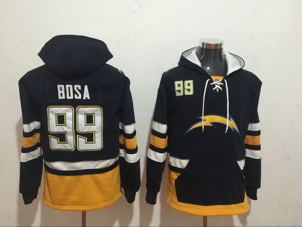 Men Nike Los Angeles Chargers Joey Bosa 99 NFL Winter Thick Hoodie