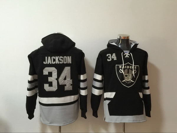 Men Nike Los Angeles Raiders Bo Jackson 34 NFL Winter Thick Hoodie