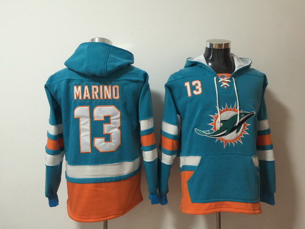 Men Nike Miami Dolphins Dan Marino 13 NFL Winter Thick Hoodie