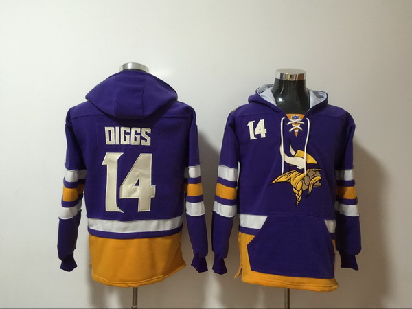 Men Nike Minnesota Vikings Stefon Diggs 14 NFL Winter Thick Hoodie