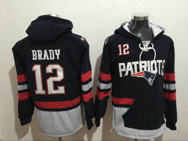 Men Nike New England Patriots Tom Brady 12 NFL Winter Thick Hoodie