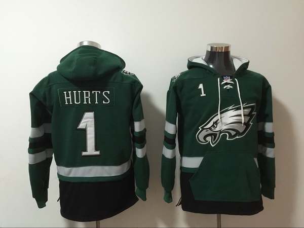 Men Nike Philadelphia Eagles Jalen Hurts 1 NFL Winter Thick Hoodie