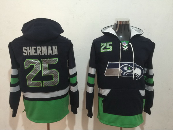 Men Nike Seattle Seahawks Richard Sherman 25 NFL Winter Thick Hoodie