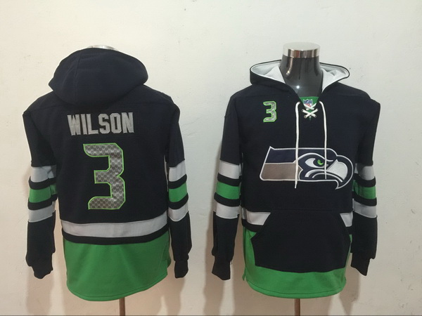 Men Nike Seattle Seahawks Russell Wilson 3 NFL Winter Thick Hoodie