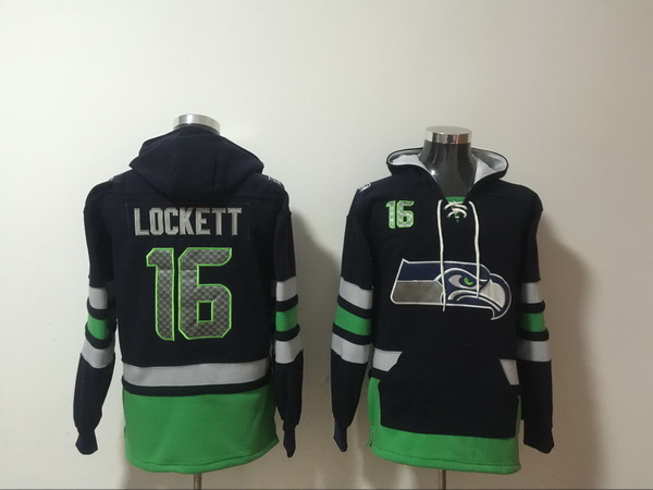 Men Nike Seattle Seahawks Tyler Lockett 16 NFL Winter Thick Hoodie