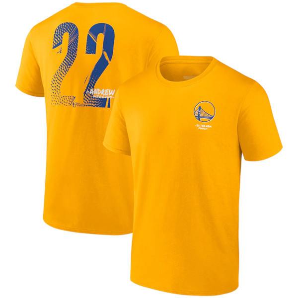 Men's Golden State Warriors #22 Andrew Wiggins 2021-2022 Gold NBA Finals Champions Name & Number T-S