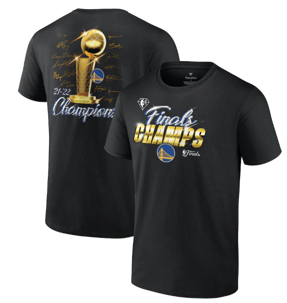 Men's Golden State Warriors 2021-2022 Black 2022 NBA Finals Champions Forward Roster Signature T-Shi