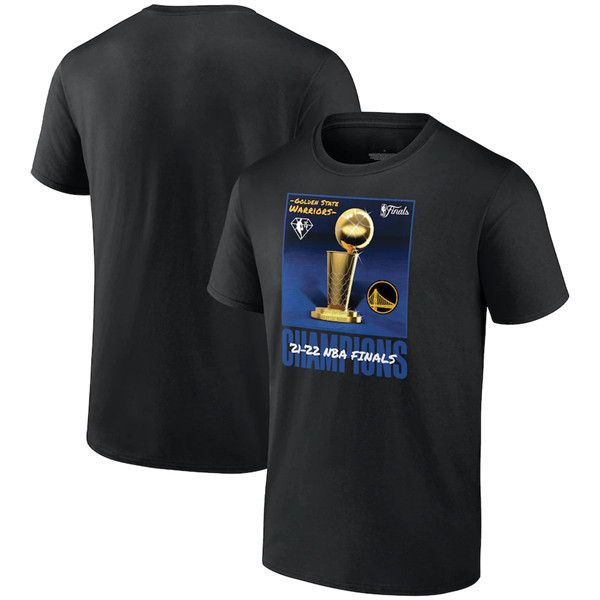 Men's Golden State Warriors 2022 2022 Black NBA Finals Champions 75th Anniversary Jumper Trophy T-Sh